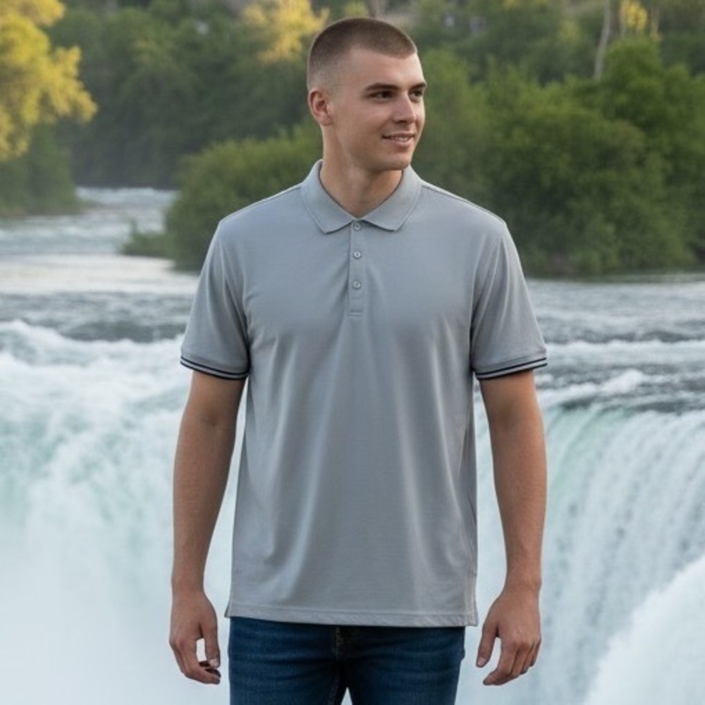 BYLT Premium Basics Mens Drop-Cut Polo Shirt Light‎ Gray MTPOL0694 XL